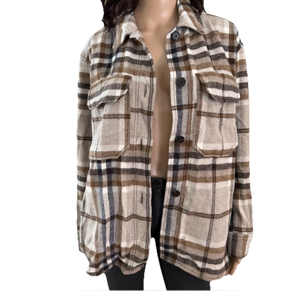 Zara Plaid Wool Button-Up Women's Jacket Shirt